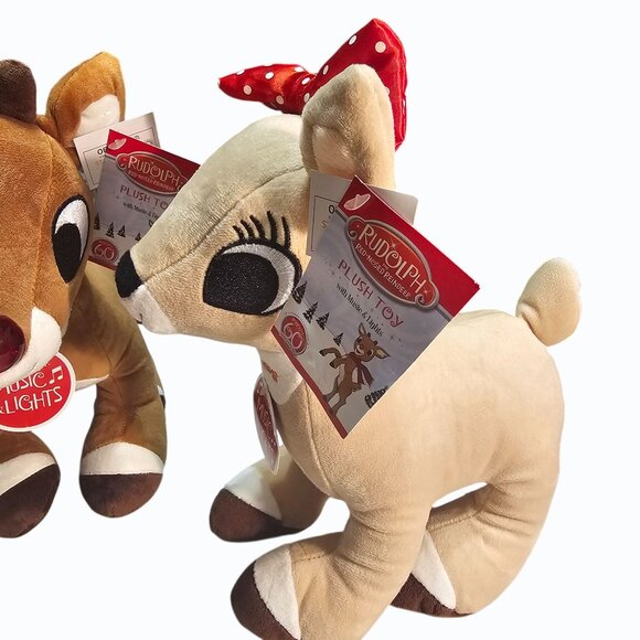 Rudolph The Red Nosed Reindeer & Clarice 10 in Light Up Musical Plush Pair NWT - Picture 13 of 16